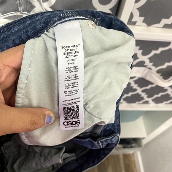 ASOS Denim Skinny Jeans Size 34 waist 32 Length - Picture 4 of 7